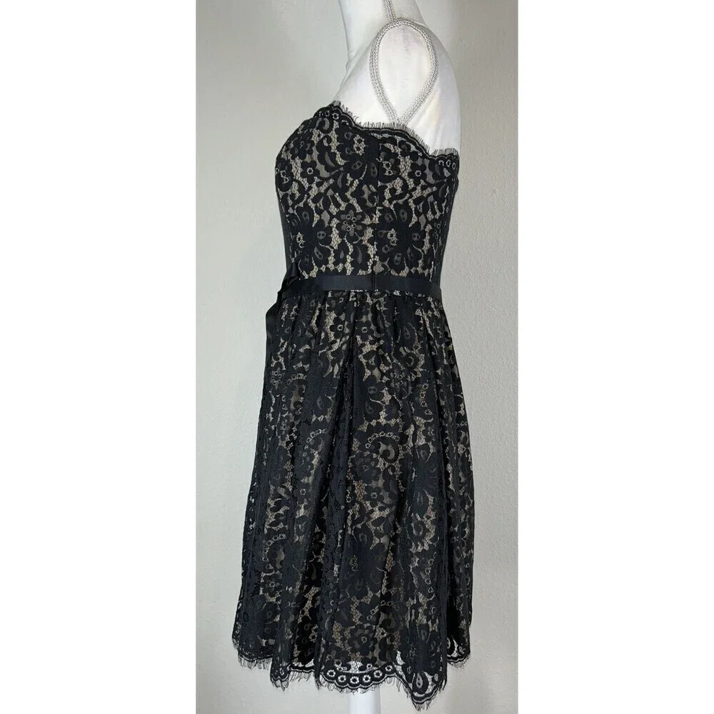 Robert Rodriguez Neiman Marcus Target Black Lace Strapless Cocktail Dress Size 6 - Picture 8 of 14